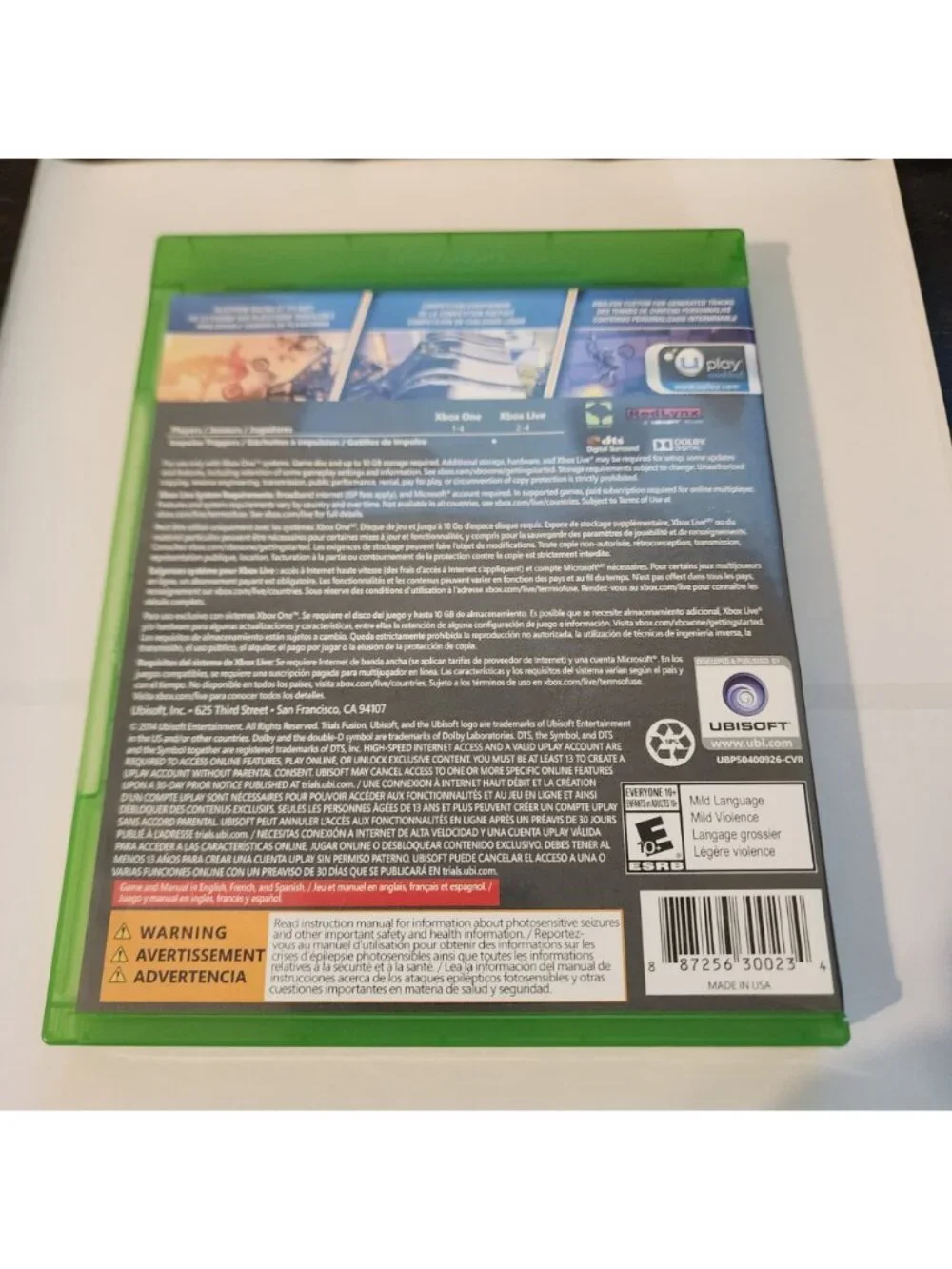 Xbox One 3 games bundle Trials Fusion FIFA 18 NHL 17 soccer hockey videogames